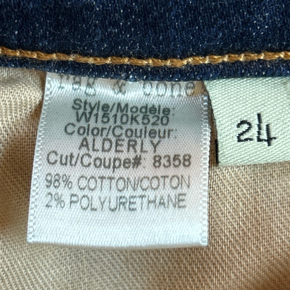 Rag & Bone Alderly Crop Skinny Jeans Blue Denim Raw Fray Hem Low Mid Rise 24 EUC - Picture 8 of 9